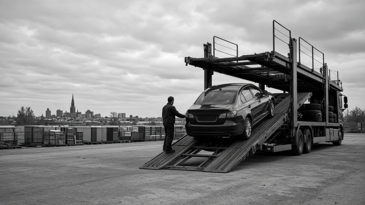 Auto laden op transporter